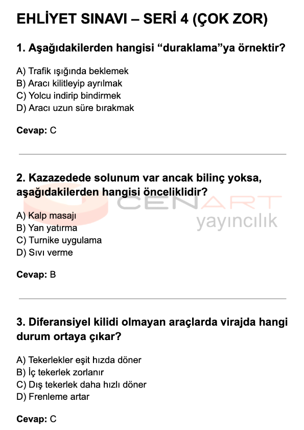 Ehliyet Sınavı - 50 Soru Cevap - 2026 - 004